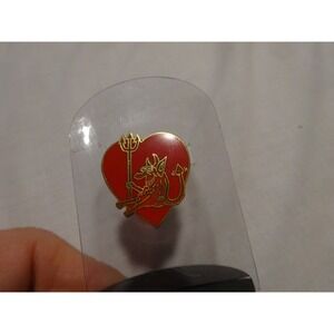 Vintage DEVIL Heart PIN Enameled American Greetings Early Bubble Case 1960s